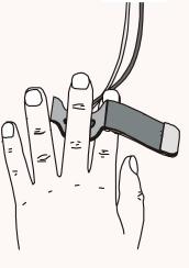 Figure 2 10 : Cuff wrapping instructions 1. Point cable and tube towards wrist. 2. Center cuff between joints.