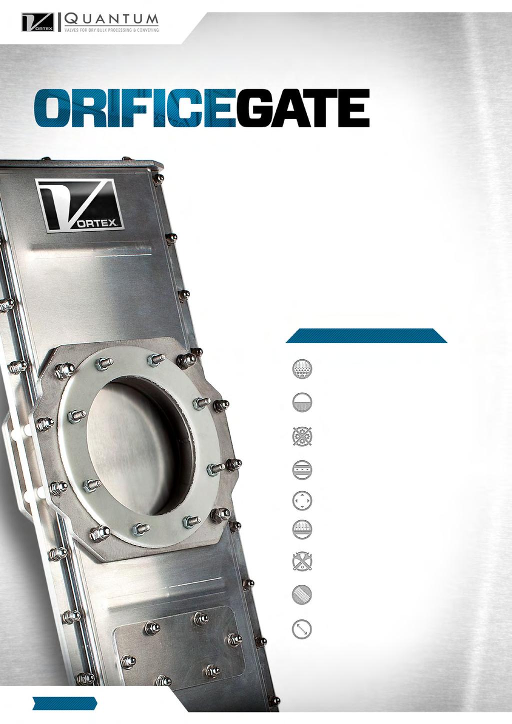 The Vortex Quantum Orifice Gate is specifically engineered to handle dry bulk solids in gravity flow, dilute phase, or vacuum conveying systems with pressures up to 15 psig (1 barg).