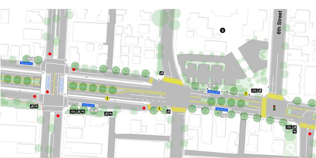 Vehicular turn constraints Bus stops relocated to 4th St overpass ALTERNATIVE B:
