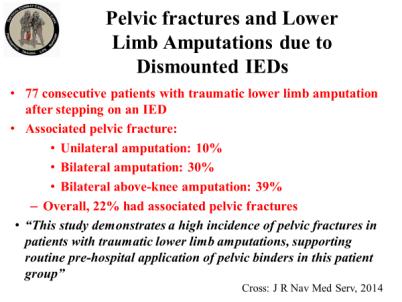 mishaps, hard parachute landings, and falls from a height) 26% of service members who died in OEF/OIF had a pelvic fracture.