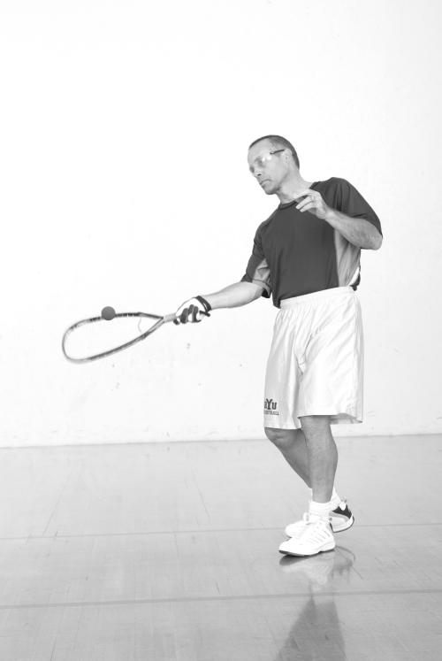 SLOW SERVES Figure 3.2 The no-step serving motion. Although slow serves can be very effective, they are easy to anticipate and allow time for opponents to plan and set up their return.