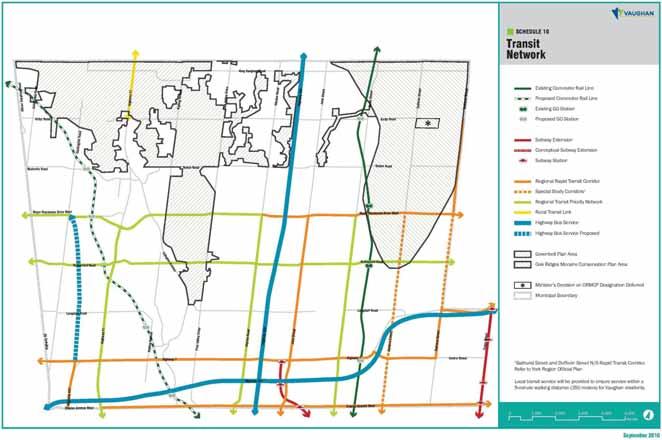 Exhibit 6-1: Recommended Vaughan Transit Network
