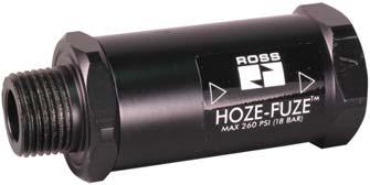 Broken-Hose or Plastic Tubing Protection HOZE-FUZE TM Broken Hose Protection Automatically reduces flow to a safer level upon sensing a broken hose in order to prevent dangerous hose whip.