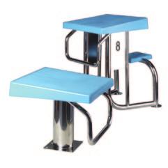 Code 19957 STARTING BLOCKS 00146 27578 Made of AISI-304 stainless steel. Adjustable polyester and fibreglass non-slip platform measuring 500 mm 500 mm. Starting block numbers not included.