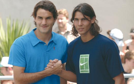 Federer v. Nadal Roger Federer and Rafael Nadal Streaks ahead Post scriptum Rafael Nadal They ve been at one another s throats for six months, a tennis version of the legendary Rumble in the Jungle.