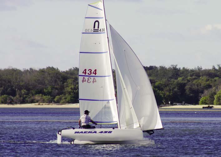 Nacra 430 Rocket showing the large volume hulls which were made to take extra loads of using a spinnaker.