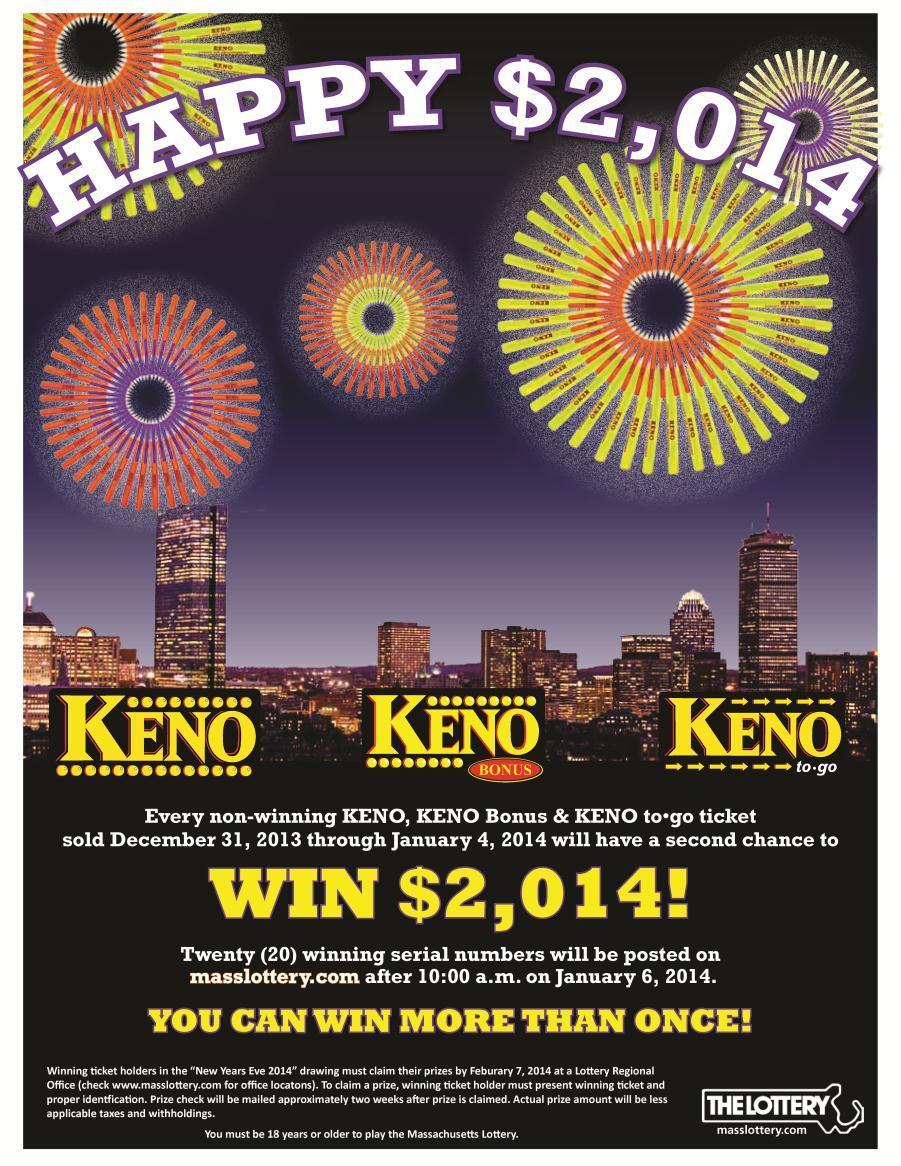 KENO Second Chance Promotion (Dec. 31 Jan.