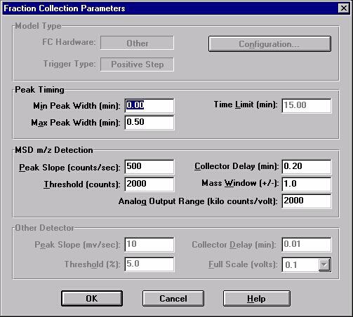 Configuration and Operation of the Fraction Collector 1 Delay volumes and delay calibration Figure 9 Fraction Collection Parameters dialog box with delay volume entry 26 Save the method.