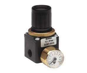 Precision Pressure Regulator 30 mm R307 Precision pressure regulator made of plastic, diaphragm-operated, with tamper-proof knob and without constant bleed.