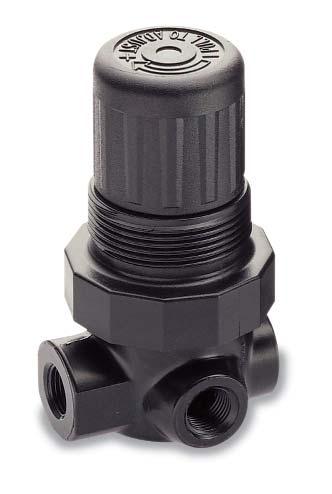 INITURE PRESSURE REULTORS R07-1/8, 1/4 R07 iniature regulators for general purpose pneumatic applications Relieving operation as standard Non-rising adjusting knob with snap-action lock Options