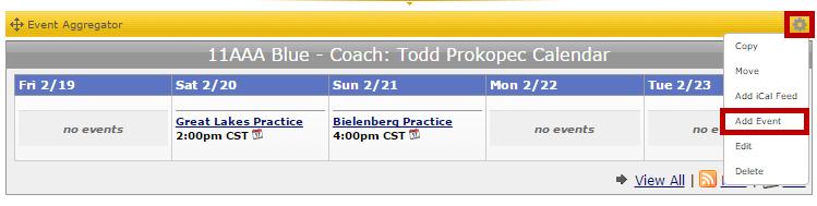 Creating an Event on the Team Calendar Coaches can schedule practices on the calendar on their team page to keep players and