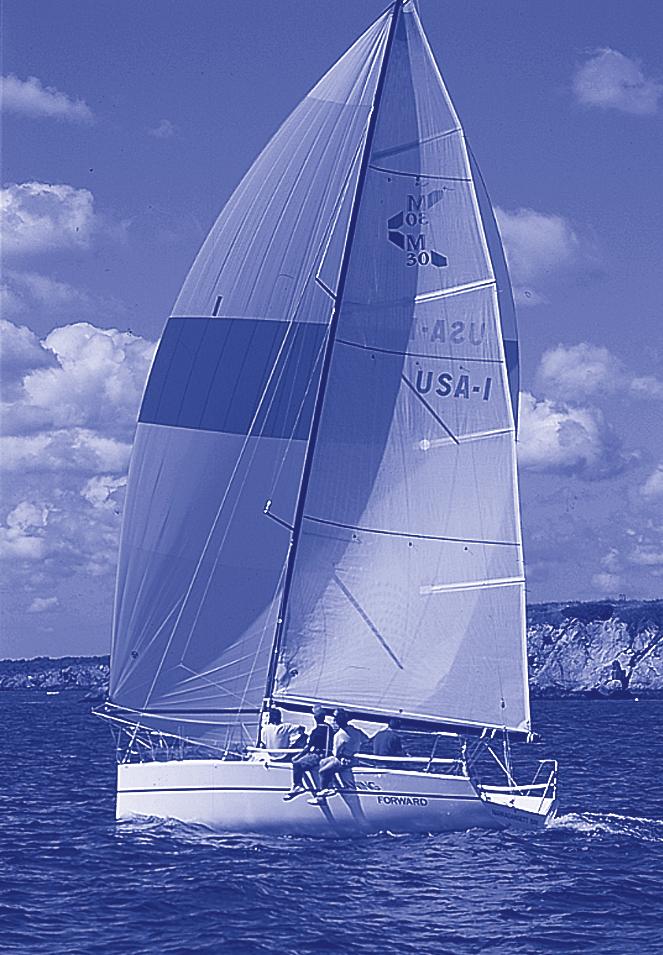 Besides keeping the boat on its feet, and reducing heeling angle, weight distribution can change the sailing characteristics of the boat. For the Farr 30, the optimum heel angle is 15-20.