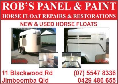 SPOTLIGHT on Robs Panel & Paint HORSE FLOAT REPAIRS & RESTORATION NEW & USED FLOATS 11 Blackwood Road, Jimboomba Qld 4280 Phone
