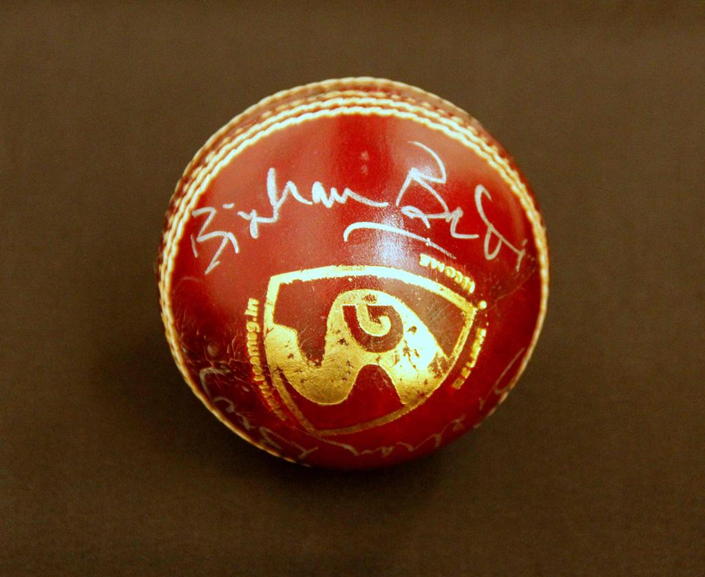 B. S. BEDI AND S.VENKATARAGHAVAN AUTOGRAPHED CRICKET BALLS Bishan Singh Bedi conjured variations in flight, loop, spin and pace without any perceptible change in action.