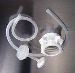gamma irradiation or autoclave AdvantaFlex tubing with plugged end and fill line to bottom of carboy for easy transfer 0.