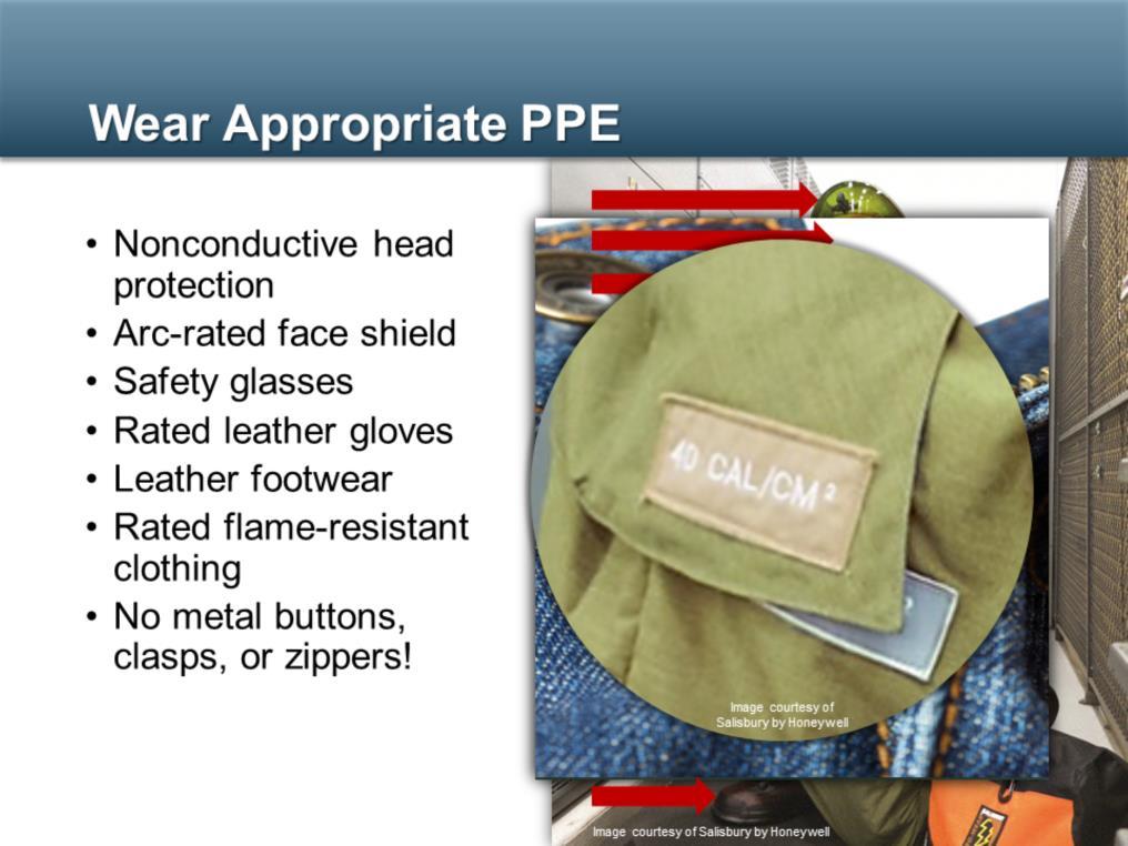 Wear PPE that is rated or otherwise appropriate for the electrical protection level and/or category required for the particular operation before entering the arc flash protection boundary or limited