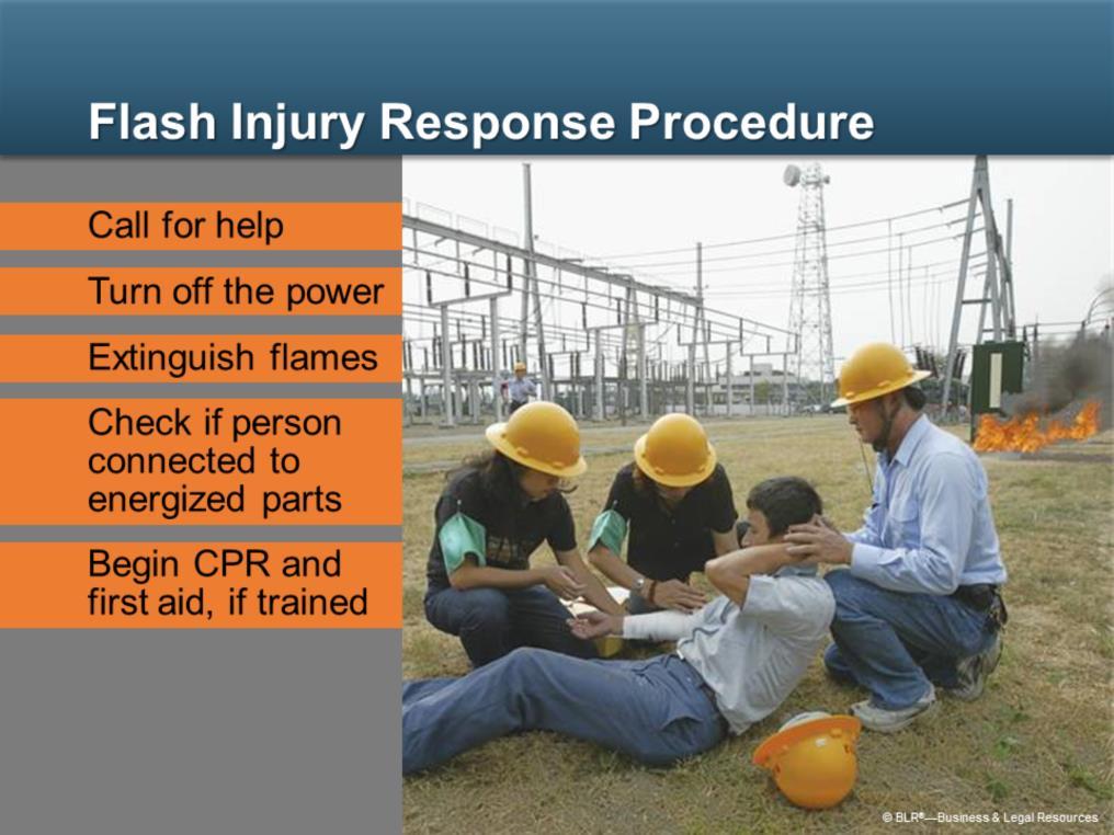 If there is an arc flash incident and you are uninjured and able to respond, take the following measures to minimize further damage or injury: Call for help sound the alarm.