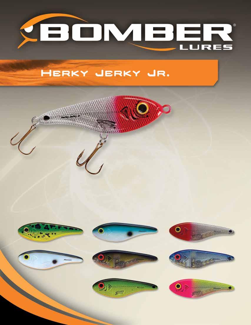 2 BHJ5 SILVER INSERT / RED HEAD MODEL NAME SIZE SIZE WEIGHT WEIGHT HOOK CRANKING (in) (cm) (oz) (g) SIZE DEPTH Herky BHJ5 Jerky Jr. 5 12.58 1 11/16 48.8 1/0 Sinking Available in all shown colors.