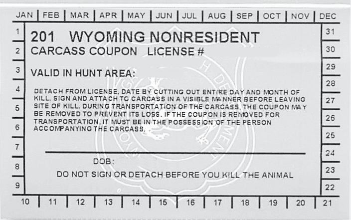 IMPORTANT HUNTING INFORMATION Wyoming one hunded (100%) pecent disabled vetean game bid, small game and fishing license; Militay combat geneal elk o geneal dee license; Militay combat game bid o