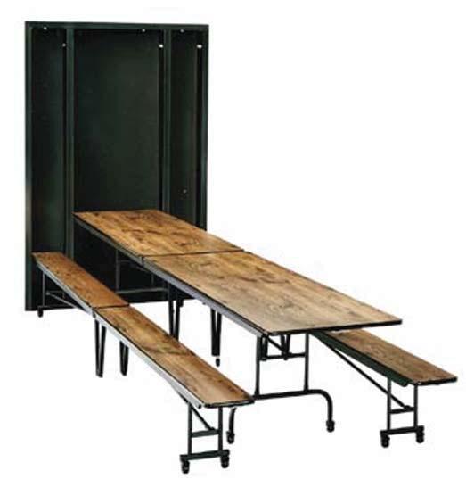 Individual benches and tables can be used while attached to the