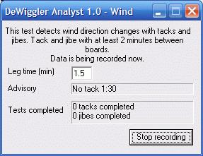 Analyst Wind Test How to record For the wind test, press the Wind Test button and go sailing.
