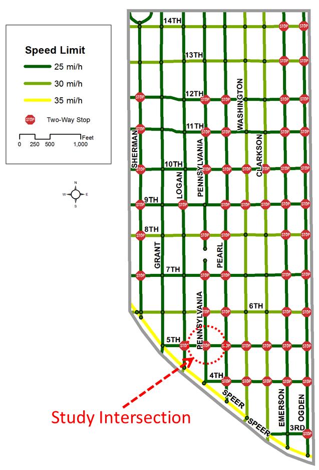 (City and County of Denver GIS Department). Sidewalks for these streets are detached.