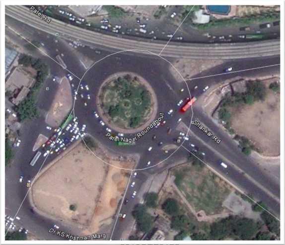 Google Map GIS map kml files were superimposed over google earth map of Delhi and it was found that Roundabouts