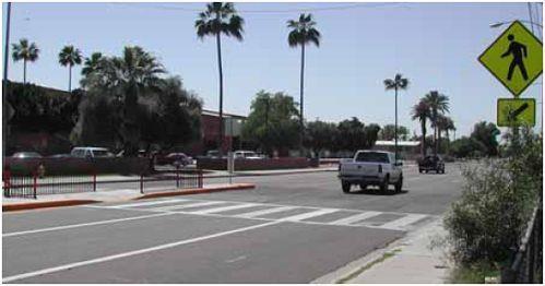Reduce the speed of vehicles approaching pedestrian crossings.