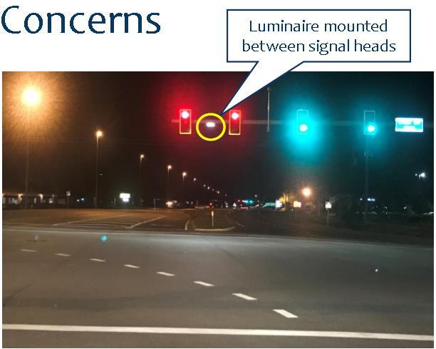 signal mast arm mounted LED fixtures for pedestrian lighting retrofits