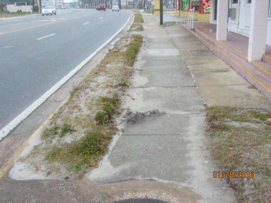 Location: Mid-Block between Silver Beach Avenue and Ribault Avenue Issue #19: Sidewalk Maintenance Figure 47 Description of Issue: Between Mobile Avenue and Phoenix Avenue, the sidewalk was observed