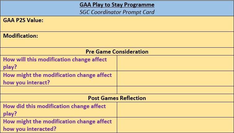 7. What are the key delivery activities? a ) Play to Stay Values As an integral part of GAA SGC s, research was carried out investigating the impact of implementing value-led, games-based activities.