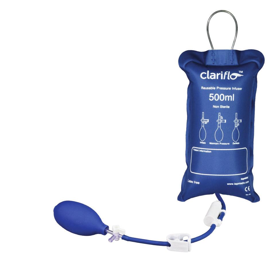 Clariflo Classic The Clarifl o Classic features a durable white nylon bag. It is made for single patient use and completely, eliminating the need to clean or repair.