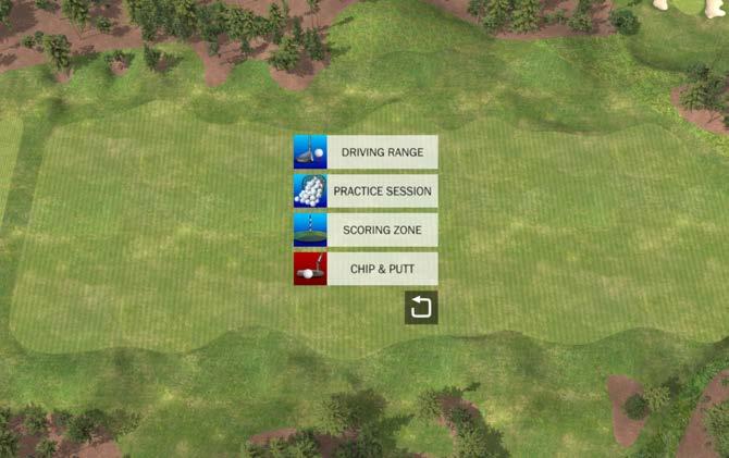 PRACTICE From the MAIN MENU Select PRACTICE then select one of the following options: 1. DRIVING RANGE 2. PRACTICE SESSION 3. SCORING ZONE 4.