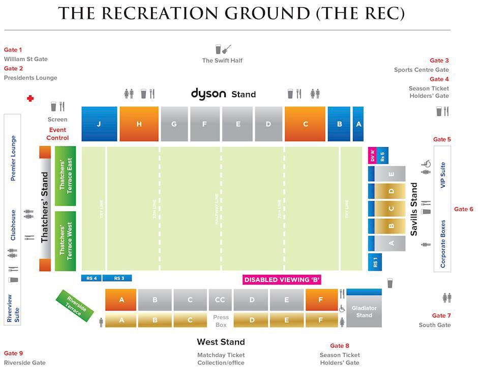 Getting to the Ground This weekend s fixture will be played at the home of Bath Rugby, The Recreation Ground better known as the Rec which is located in the city centre.