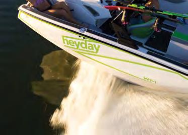 Our unique, angled transom creates a natural curl in the wake as the water releases from the