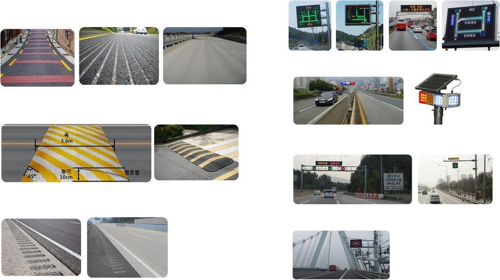 Pavement system Anti-skid Pavements (bonding or cutting/grooving) Electronic Road Signs Variable