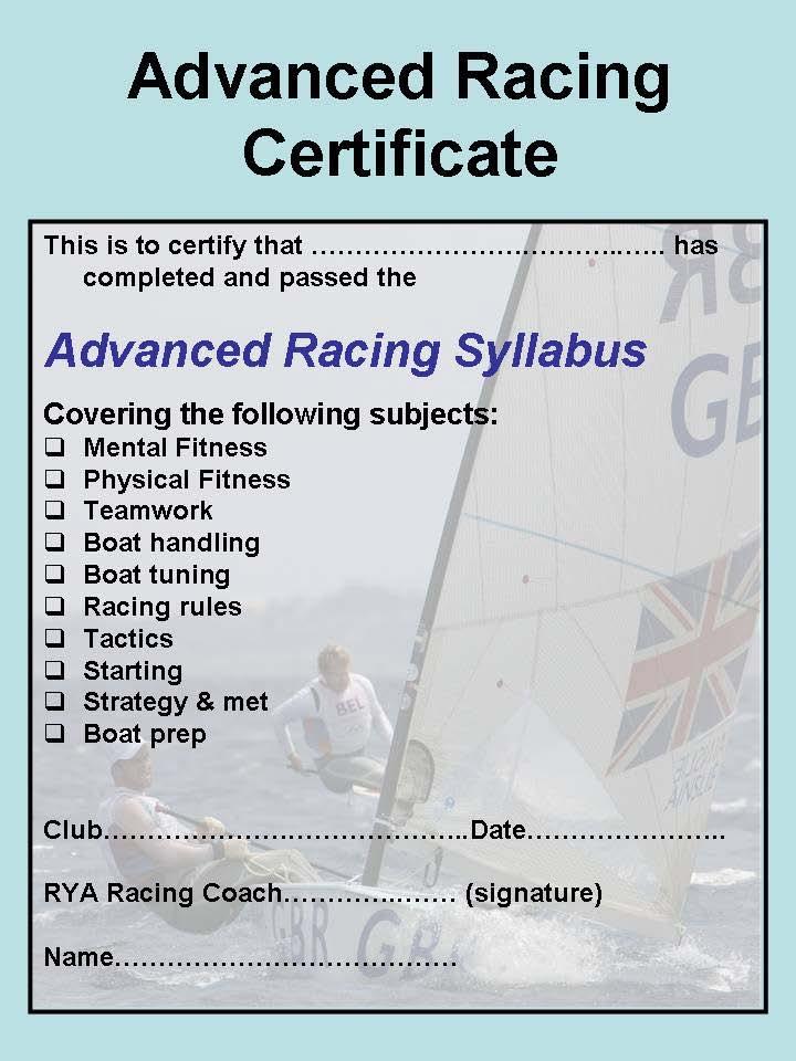 ADVANCED RACING EXAMPLE PROGRAMMES (All exercises used