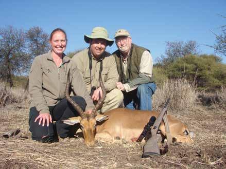 Mellisa took her first animal, an Impala, with a one shot kill. Larry took a Zebra and a huge Impala and a great Gemsbuck.