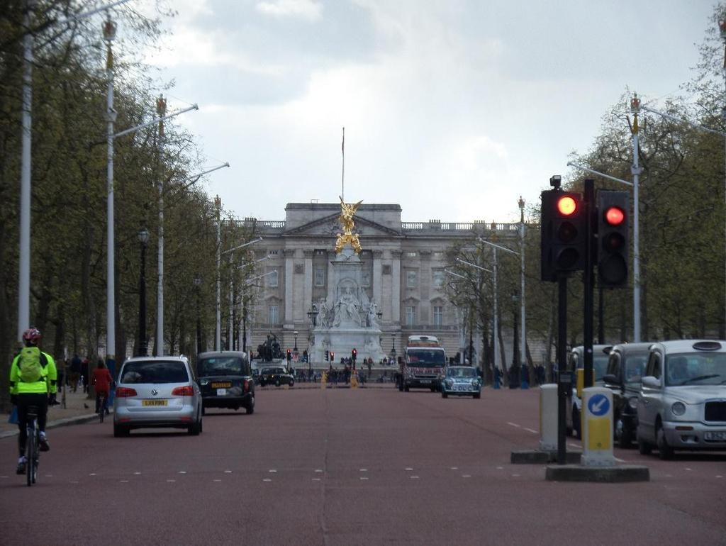 You can walk all along the Mall, with St James Park on your left until you reach