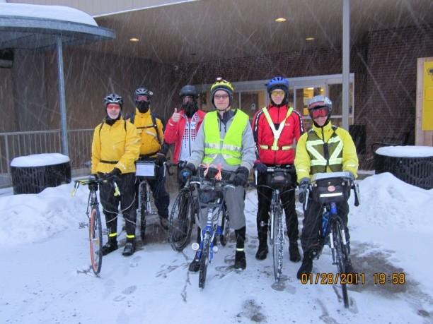 I arrived at the parking lot in a heavy snow storm expecting to find no riders, as some had mentioned they would ride if it wasn t snowing!