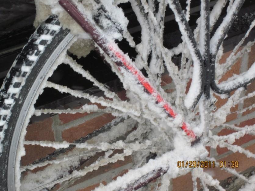 or another all riders were riding fixies as the derailleurs were frozen solid and brakes were another problem.