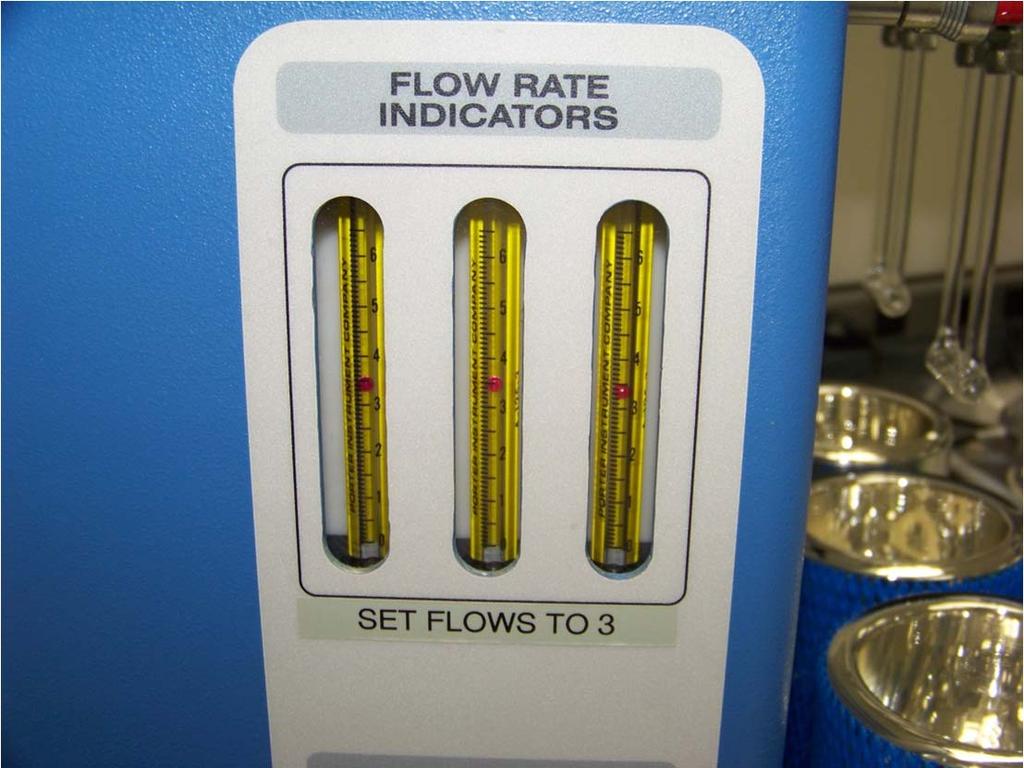 Verify flow meters read 2.