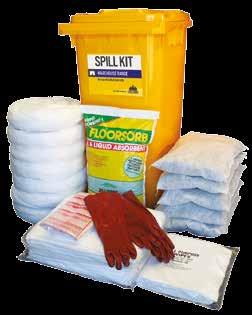 SPILL CREW SPILL KITS WAREHOUSE RANGE HYDROCARBON ABSORBENTS The absorbents contaned n these spll kts are deal for ol or fuel splls on sealed surfaces n workshops, warehouses or ndoor areas.