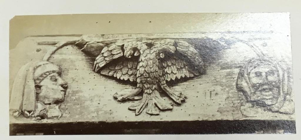 Local evidence Double headed eagle misericord in