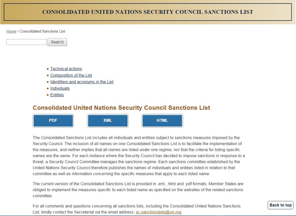 Council Sanctions List