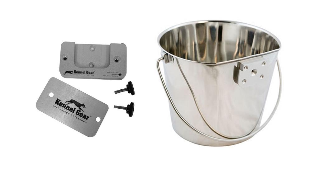 Once the Kennel Bar Mount has been installed the pail can easily be inserted into the mount and also removed. All Kennel-Gear products are universal within the different mounting systems.
