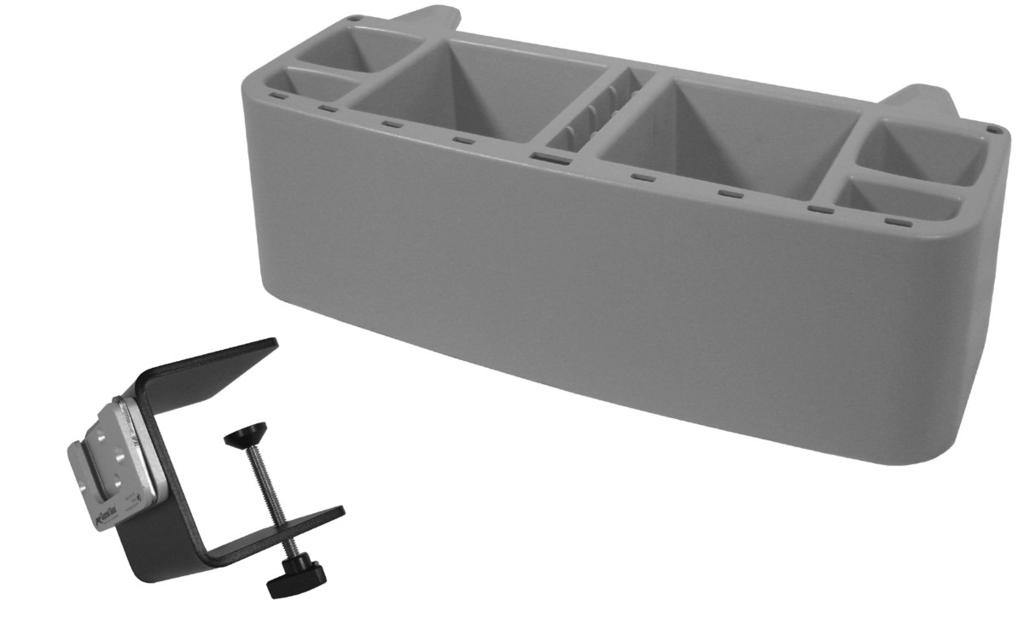 Attach the Universal Table Mount to your desired location and slide in your Grooming Caddy.