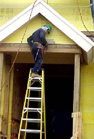 General Ladder Safety If you must use a ladder in a passageway, set out cones or barricades Use both hands for climbing Tie off the