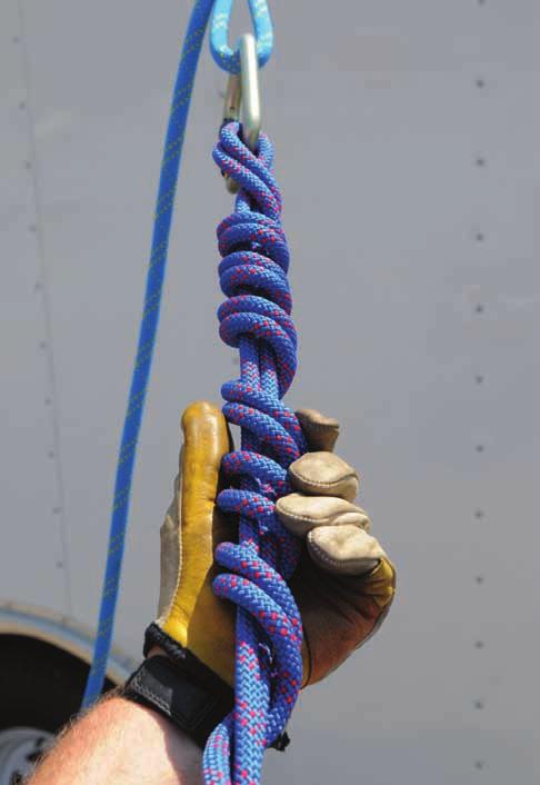 The prefabricated anchor strap is typically made of 2-inch (51-mm) flat webbing with sewn loops at each end accommodating heavy-strength steel D-ring connectors.