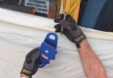 2 Use either 1-inch (25-mm) tubular webbing and a water knot (ring bend) to construct a wrap-3-pull-2 or a 2-inch (51-mm) flat-webbing anchor strap with certified D-ring connections on both ends.